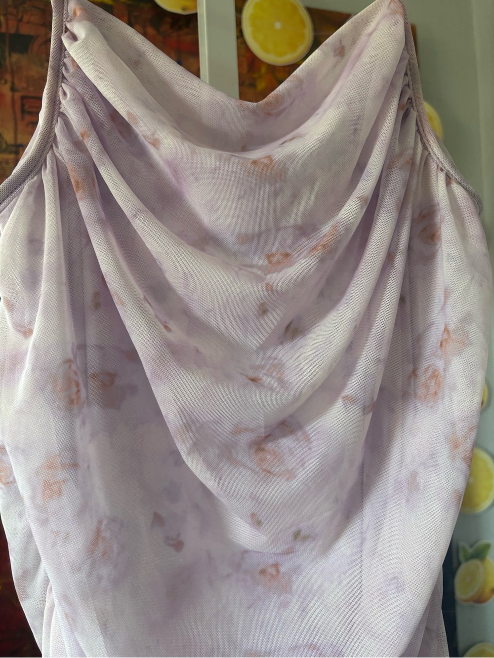 🇺🇸Lilac Floral Cowl Neck Dress Size L - Picture 2 of 2